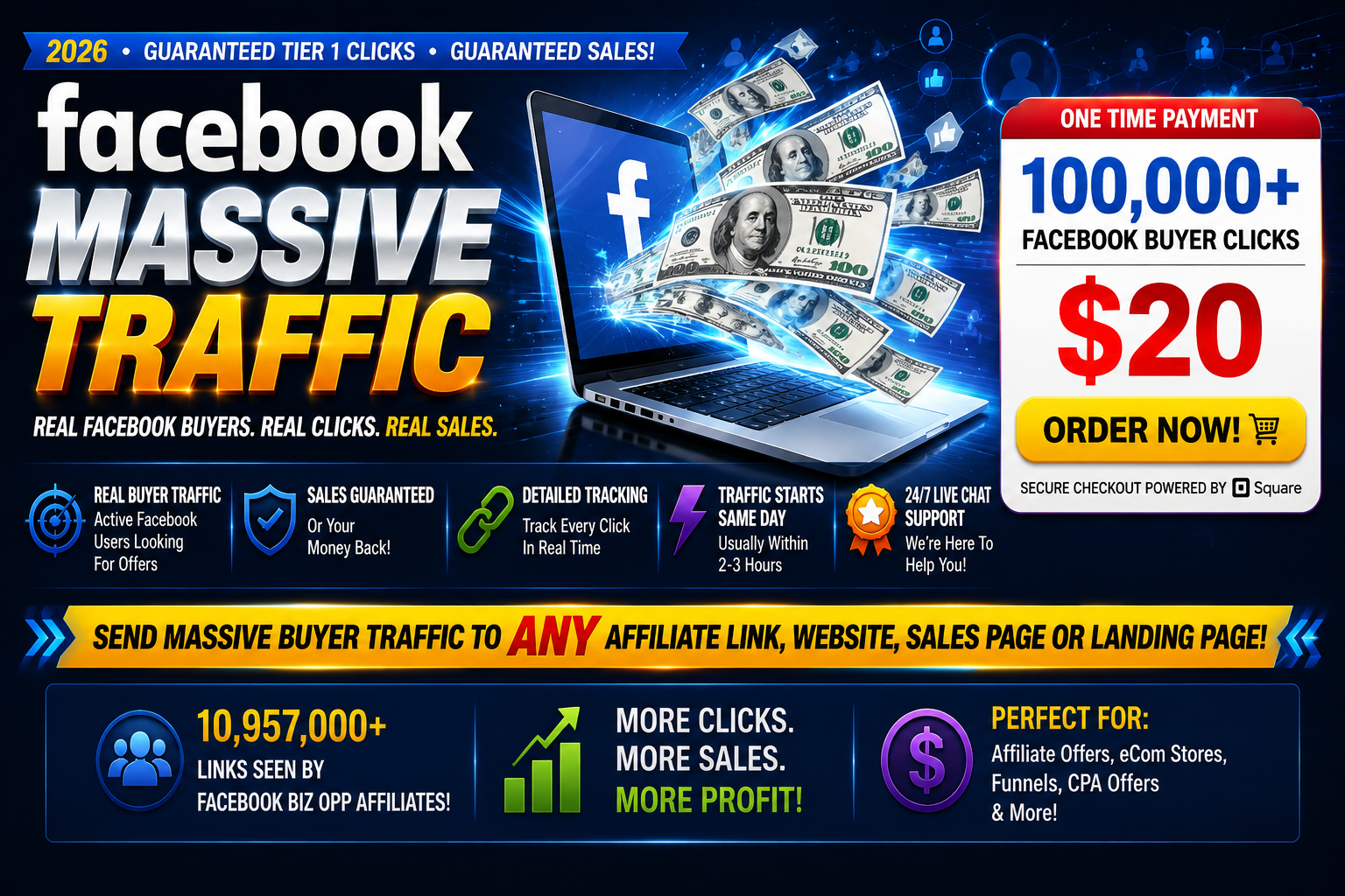 Facebook Massive Traffic — 100,000+ Facebook Buyer Clicks for $20